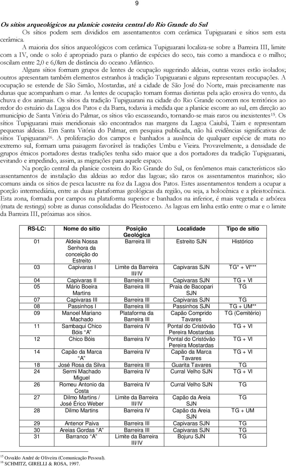 milho; oscilam entre 2,0 e 6,0km de distância do oceano Atlântico.