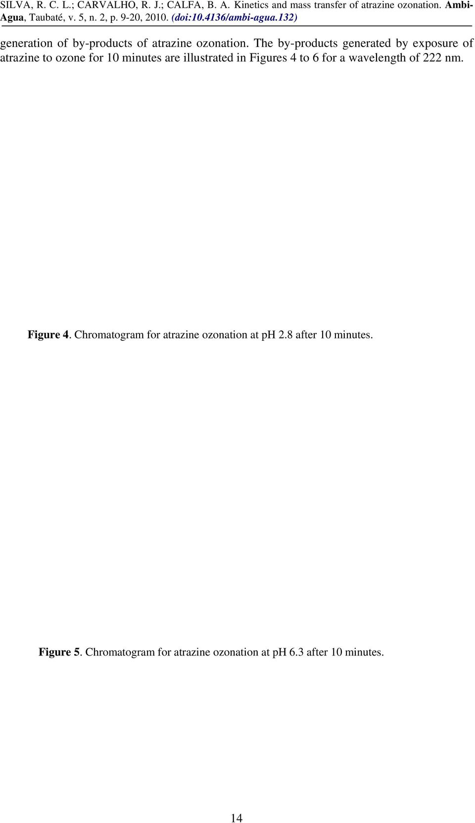 The by-products generated by exposure of atrazine to ozone for 10 minutes are illustrated in Figures 4 to 6 for a wavelength