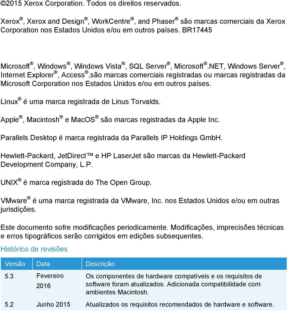 NET, Windows Server, Internet Explorer, Access,são marcas comerciais registradas ou marcas registradas da Microsoft Corporation nos Estados Unidos e/ou em outros países.