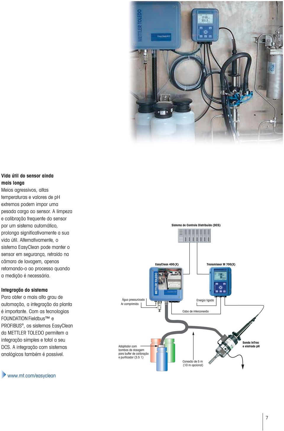 Alternativamente, o sistema EasyClean pode manter o sensor em segurança, retraído na câmara de lavagem, apenas retornando-o ao processo quando a medição é necessária.