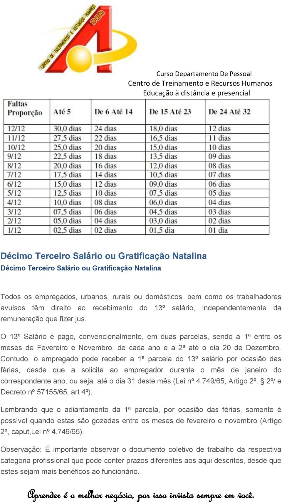 O 13º Salário é pago, convencionalmente, em duas parcelas, sendo a 1ª entre os meses de Fevereiro e Novembro, de cada ano e a 2ª até o dia 20 de Dezembro.