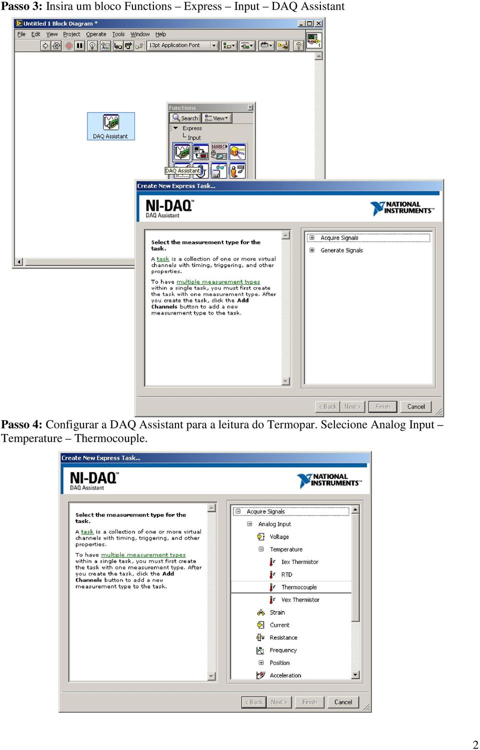 DAQ Assistant para a leitura do Termopar.