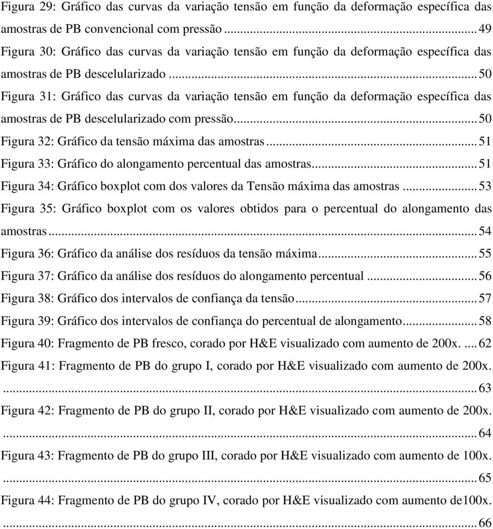 .. 50 Figura 31: Gráfico das curvas da variação tensão em função da deformação específica das amostras de PB descelularizado com pressão... 50 Figura 32: Gráfico da tensão máxima das amostras.