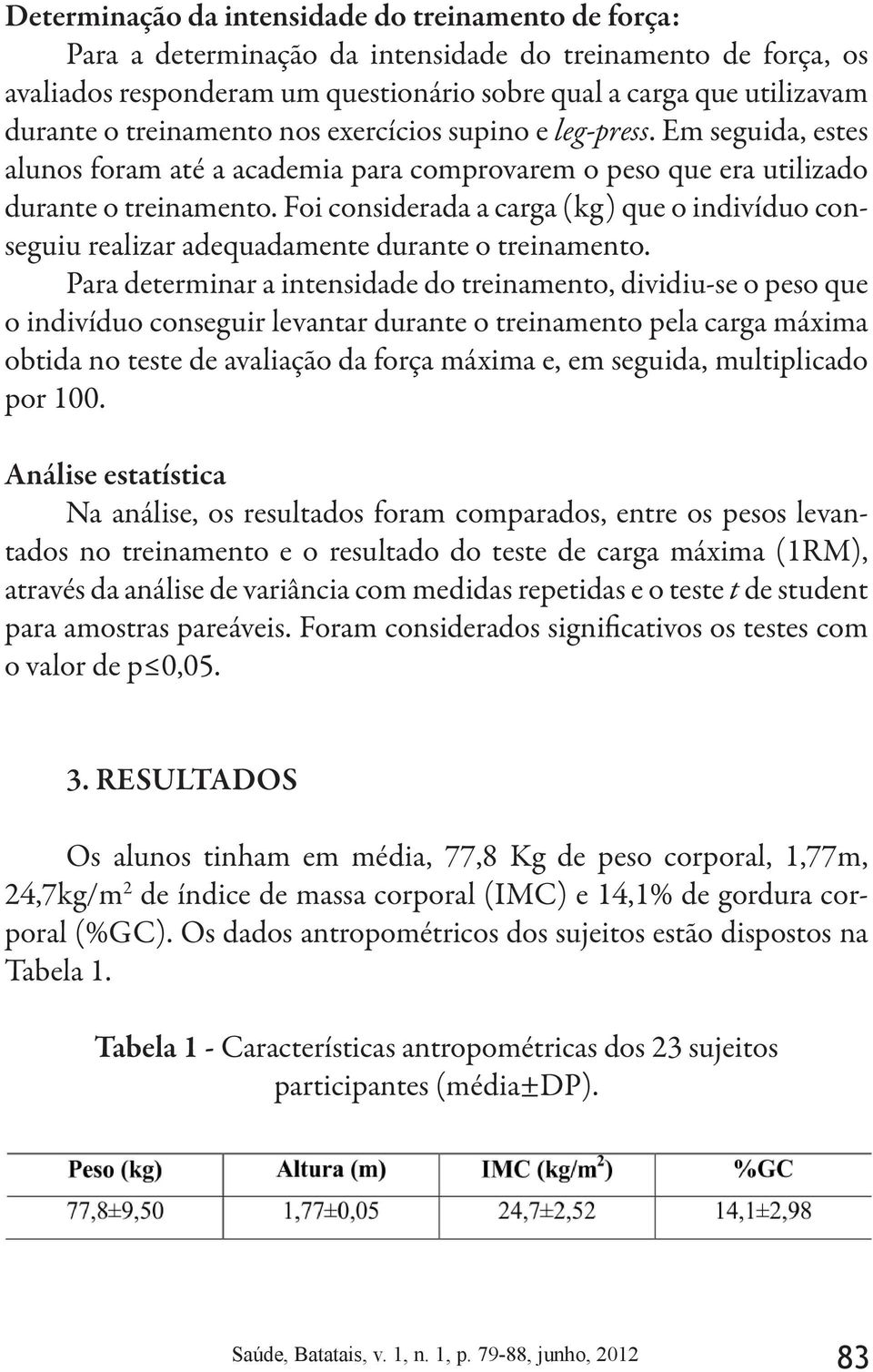 Foi considerada a carga (kg) que o indivíduo conseguiu realizar adequadamente durante o treinamento.