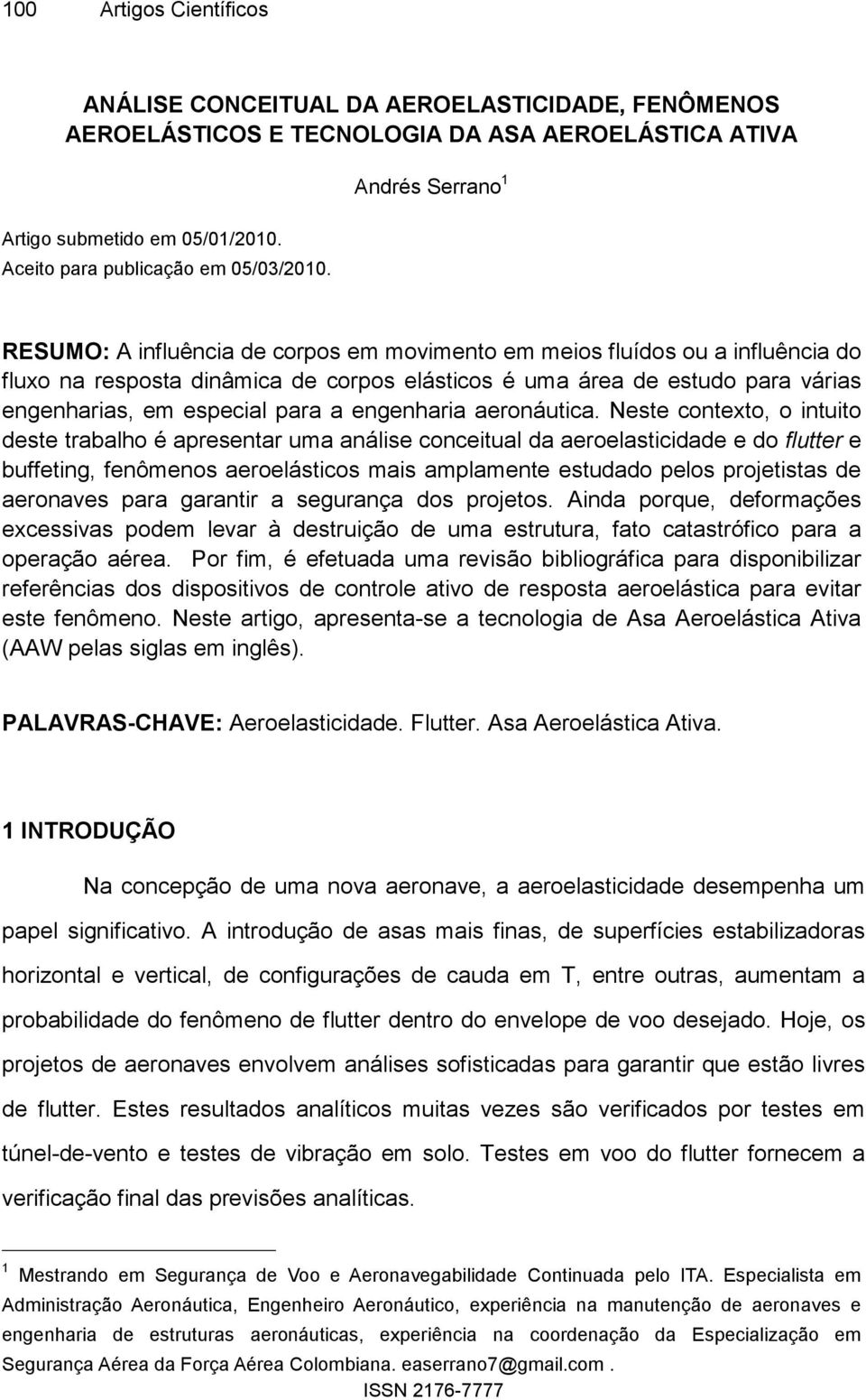 especial para a engenharia aeronáutica.