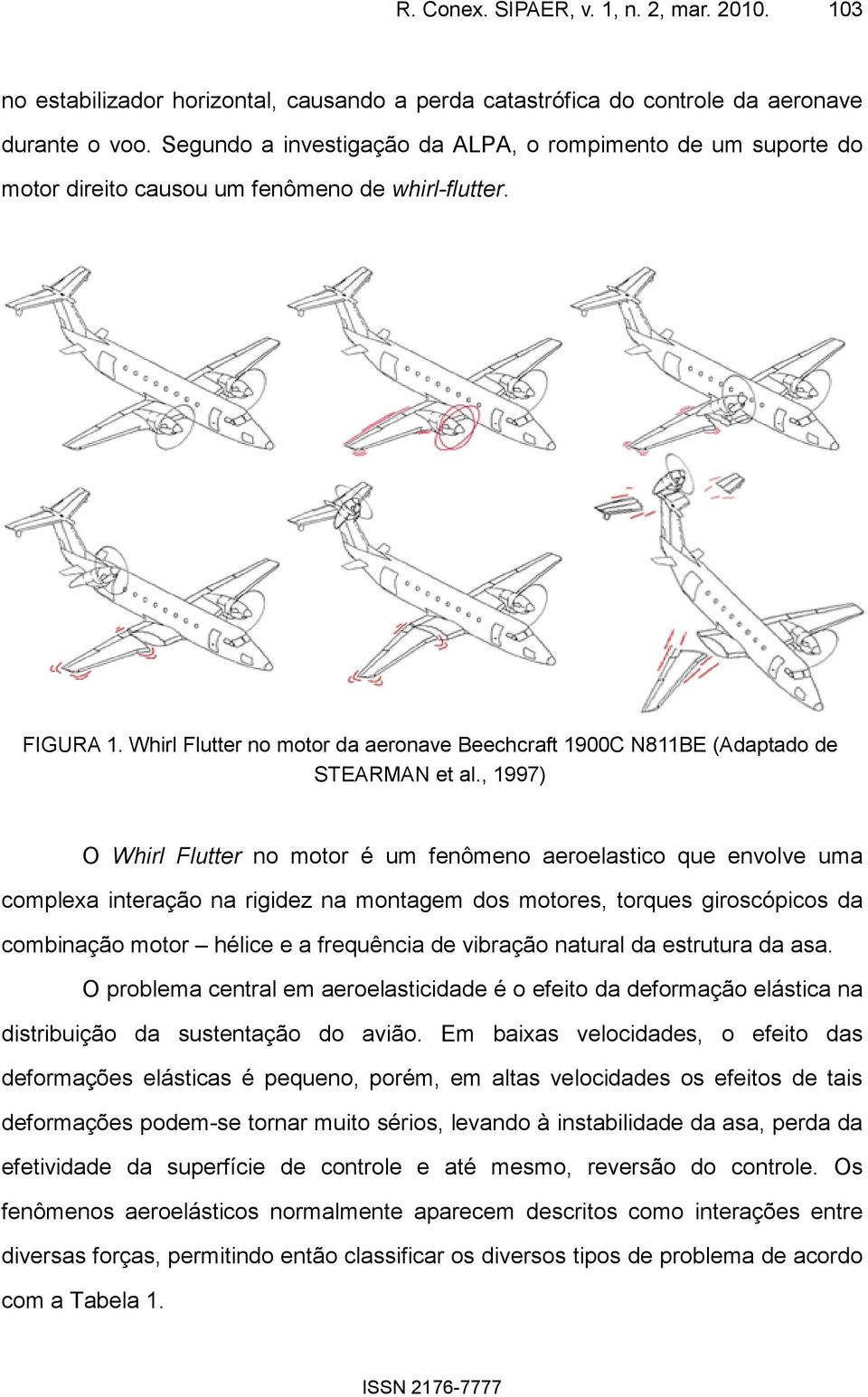 Whirl Flutter no motor da aeronave Beechcraft 1900C N811BE (Adaptado de STEARMAN et al.