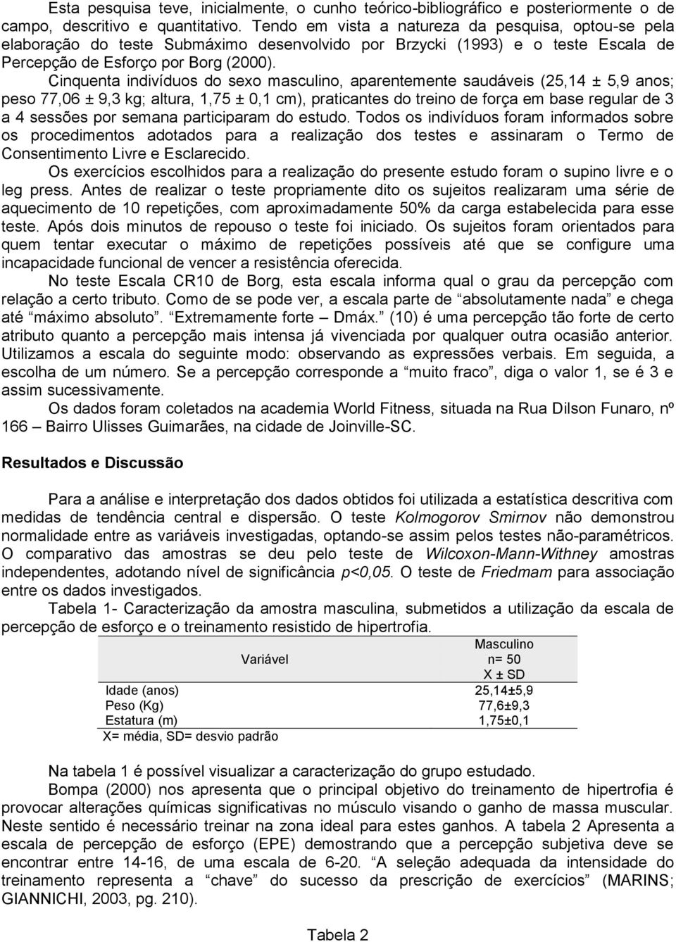 Cinquenta indivíduos do sexo masculino, aparentemente saudáveis (25,14 ± 5,9 anos; peso 77,06 ± 9,3 kg; altura, 1,75 ± 0,1 cm), praticantes do treino de força em base regular de 3 a 4 sessões por