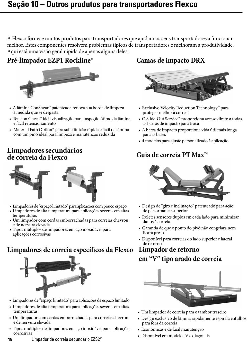 Aqui está uma visão geral rápida de apenas alguns deles: Pré-limpador EZP1 Rockline Camas de impacto DRX A lâmina ConShear patenteada renova sua borda de limpeza à medida que se desgasta Tension