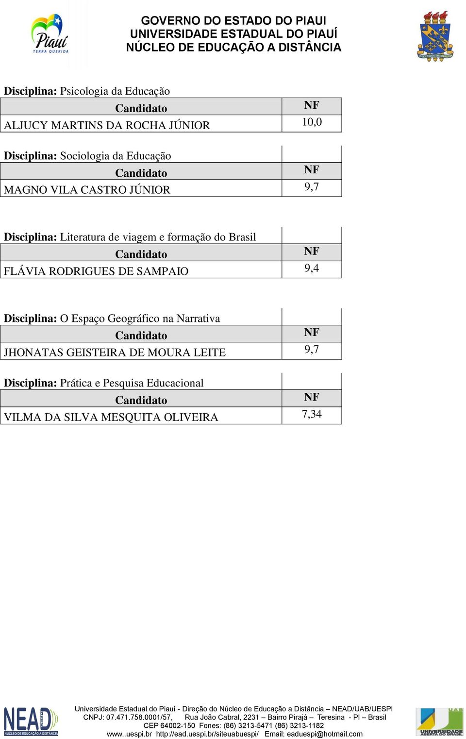 FLÁVIA RODRIGUES DE SAMPAIO 9,4 Disciplina: O Espaço Geográfico na Narrativa JHONATAS GEISTEIRA