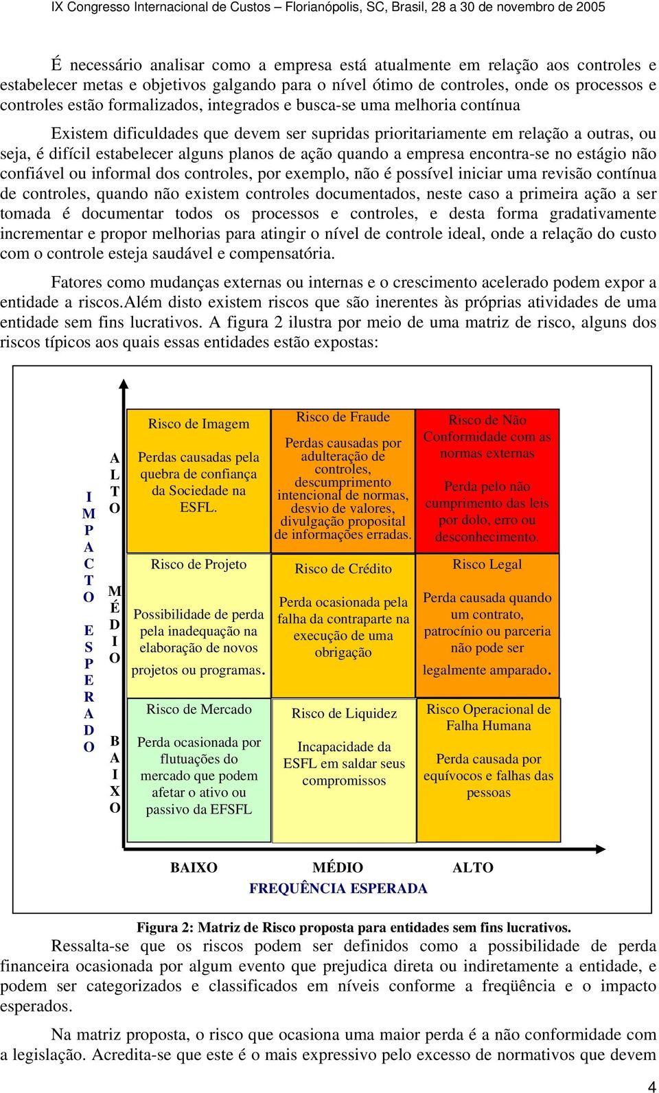 a empresa encontra-se no estágio não confiável ou informal dos controles, por exemplo, não é possível iniciar uma revisão contínua de controles, quando não existem controles documentados, neste caso