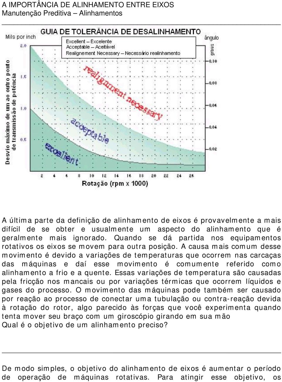 A causa mais comum desse movimento é devido a variações de temperaturas que ocorrem nas carcaças das máquinas e daí esse movimento é comumente referido como alinhamento a frio e a quente.