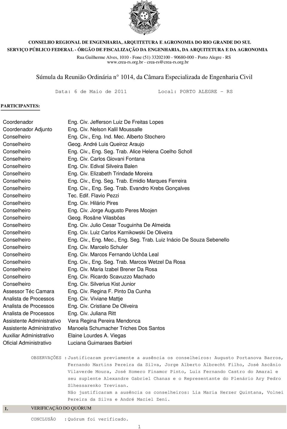 Conselheiro Conselheiro Conselheiro Assessor Téc Camara Analista de Processos Analista de Processos Analista de Processos Assistente Administrativo Assistente Administrativo Auxiliar Administrativo