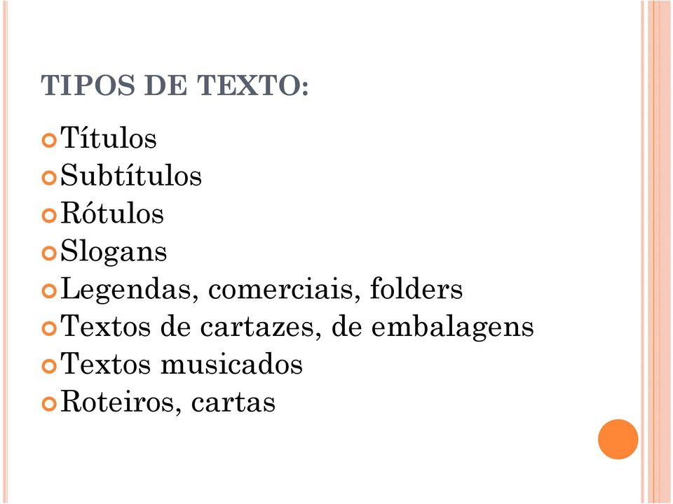 comerciais, folders Textos de