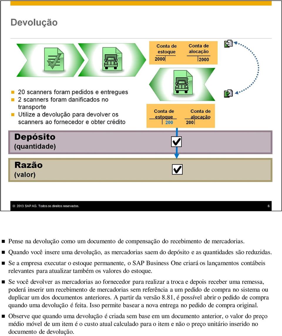 Se você devolver as mercadorias ao fornecedor para realizar a troca e depois receber uma remessa, poderá inserir um recebimento de mercadorias sem referência a um pedido de compra no sistema ou