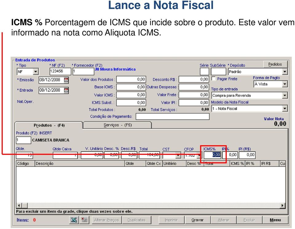 Este valor vem informado