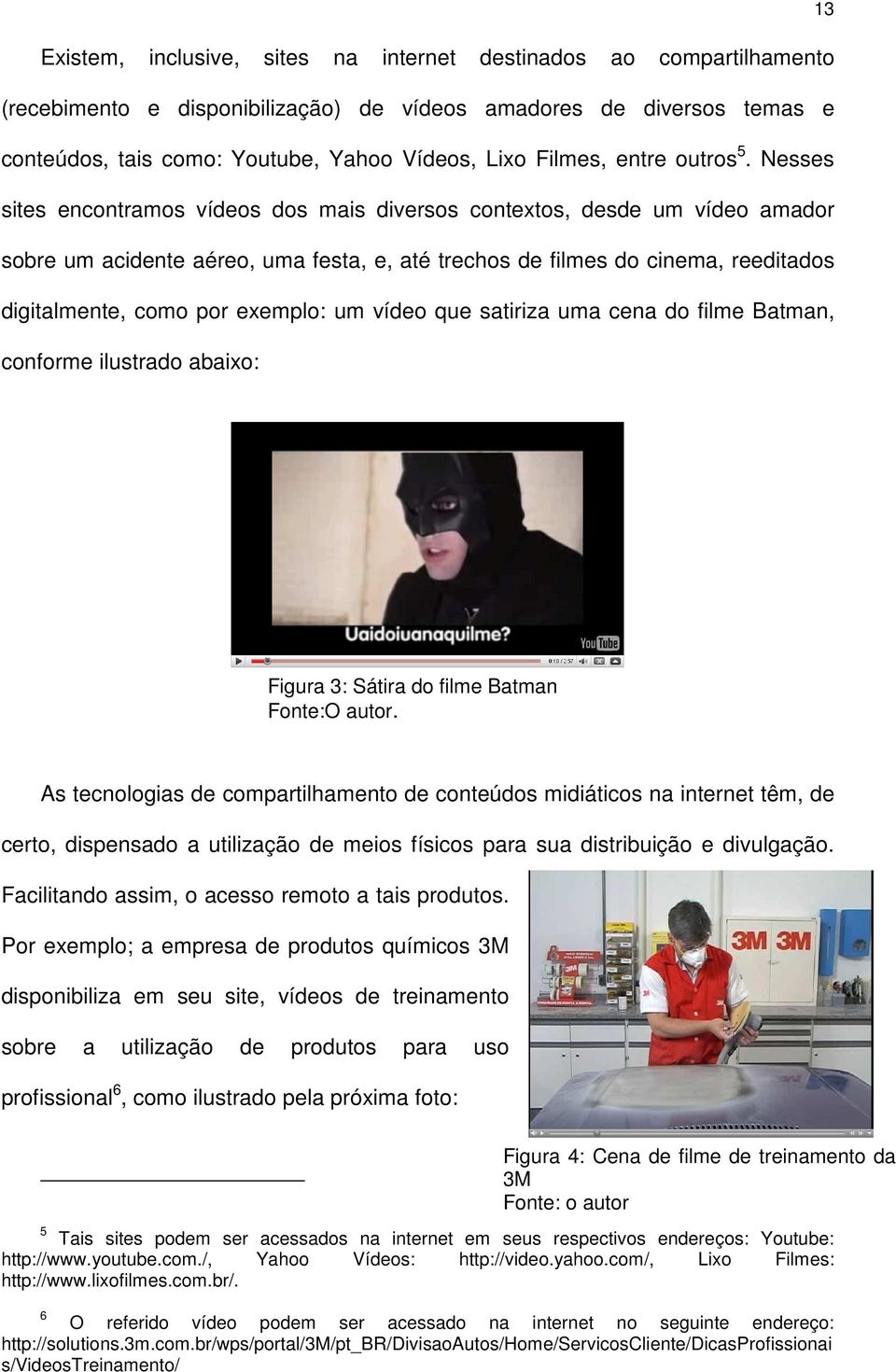 Nesses sites encontramos vídeos dos mais diversos contextos, desde um vídeo amador sobre um acidente aéreo, uma festa, e, até trechos de filmes do cinema, reeditados digitalmente, como por exemplo: