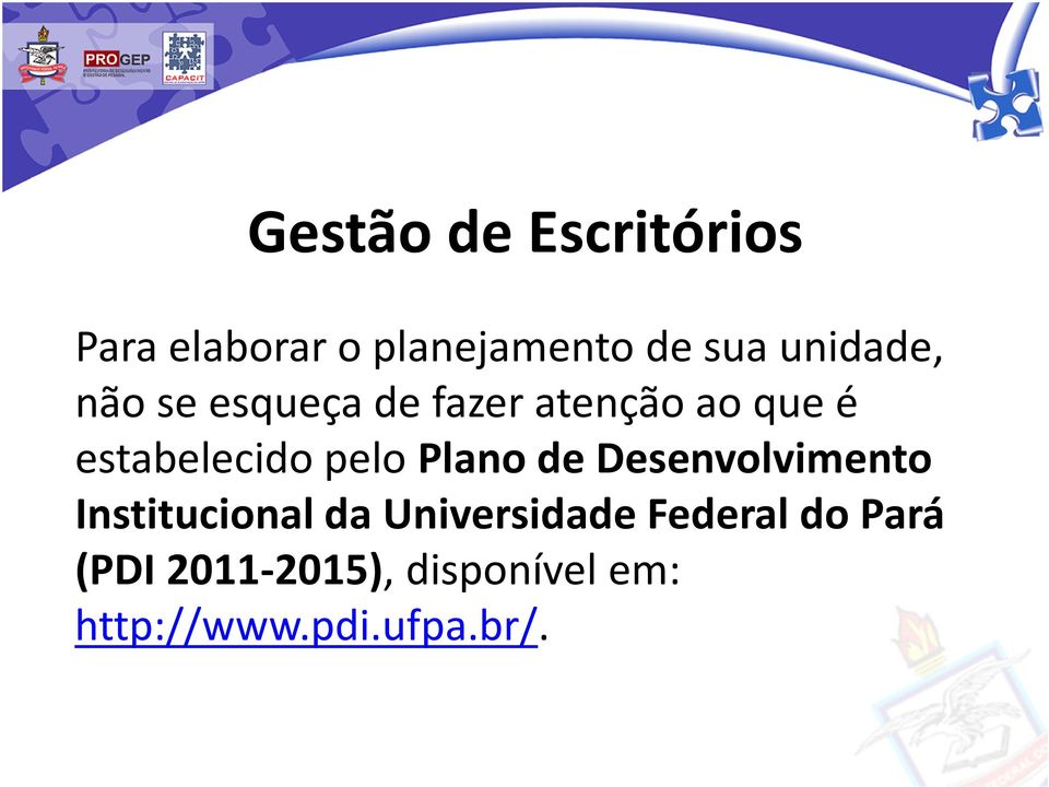 pelo Plano de Desenvolvimento Institucional da Universidade