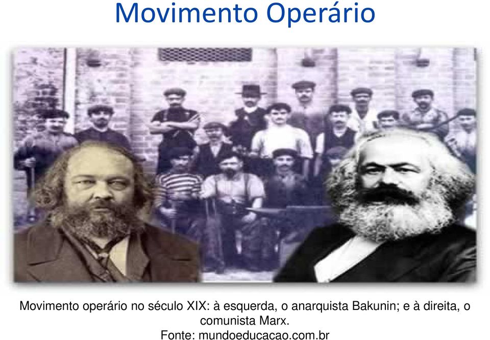 o anarquista Bakunin; e à direita, o