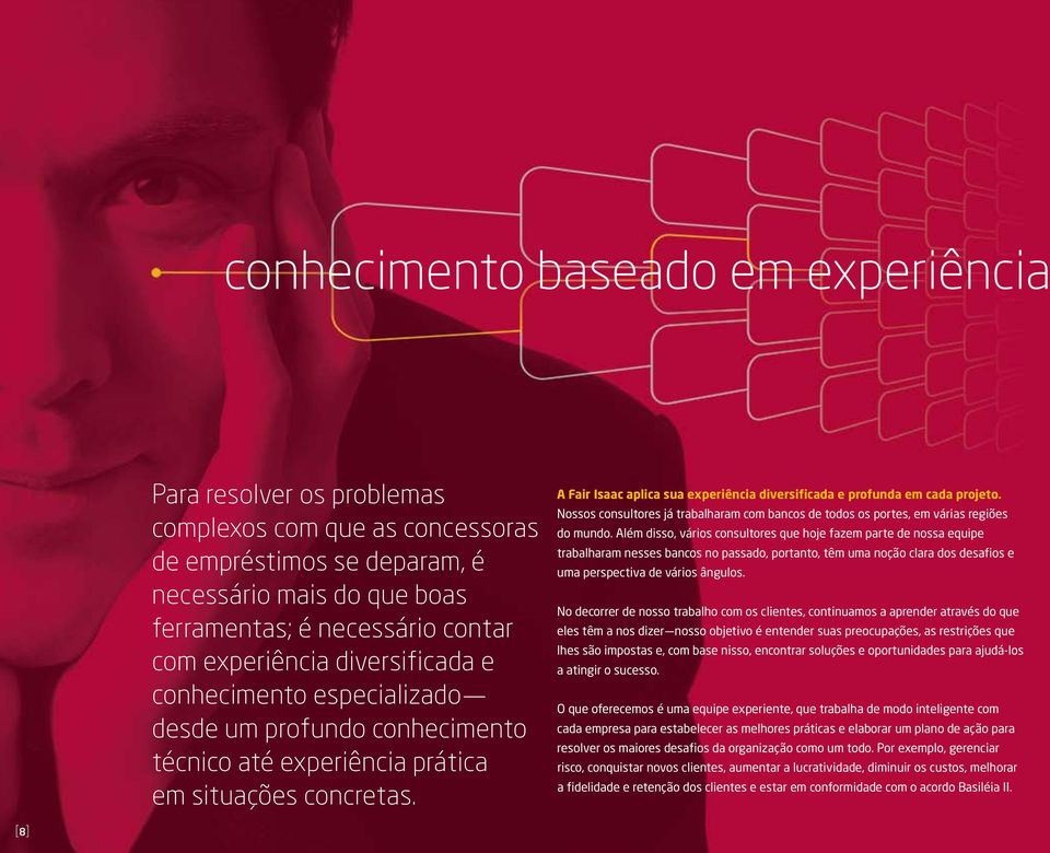 A Fair Isaac aplica sua experiência diversificada e profunda em cada projeto. Nossos consultores já trabalharam com bancos de todos os portes, em várias regiões do mundo.