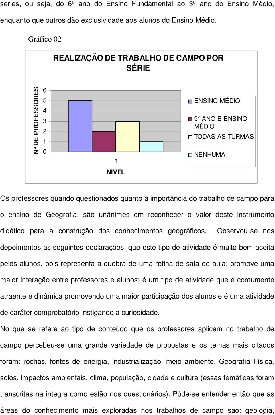 importância do trabalho de campo para o ensino de Geografia, são unânimes em reconhecer o valor deste instrumento didático para a construção dos conhecimentos geográficos.