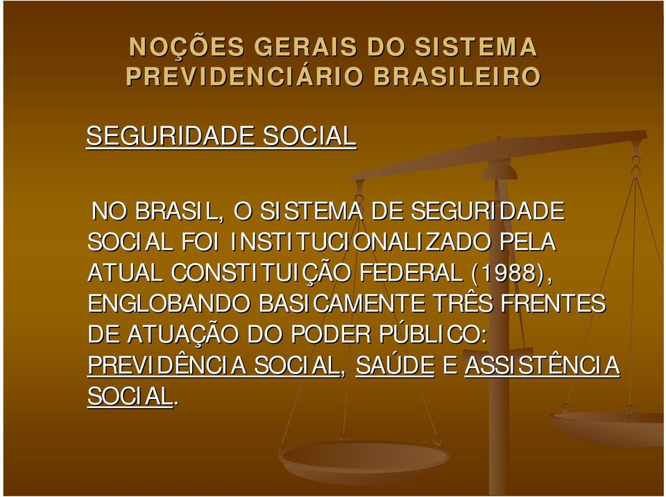 CONSTITUIÇÃ ÇÃO O FEDERAL (1988), ENGLOBANDO BASICAMENTE TRÊS S FRENTES DE