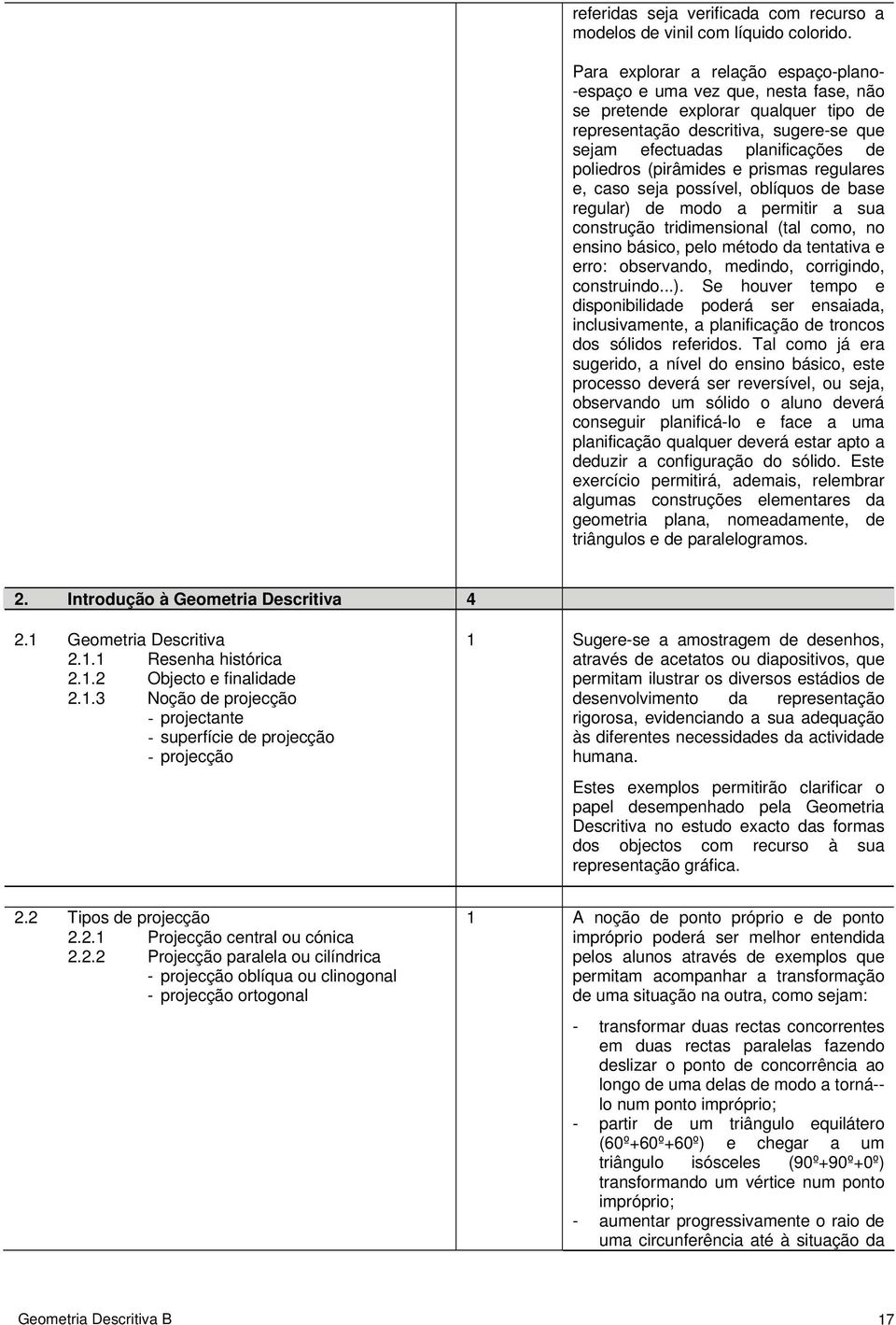 (pirâmides e prismas regulares e, caso seja possível, oblíquos de base regular) de modo a permitir a sua construção tridimensional (tal como, no ensino básico, pelo método da tentativa e erro: