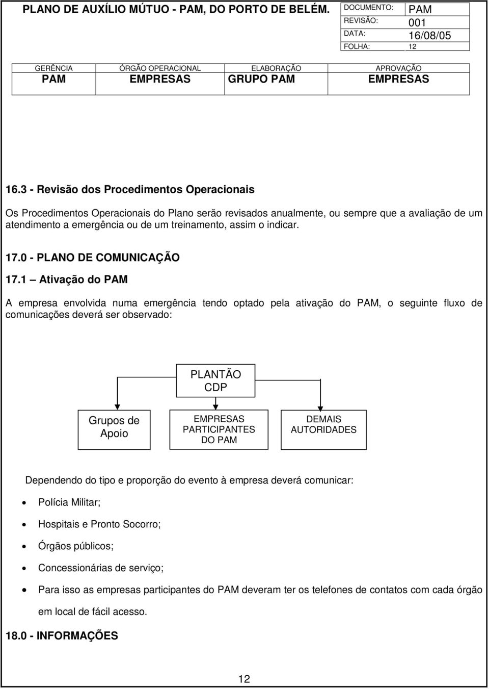 indicar. 17.0 - PLANO DE COMUNICAÇÃO 17.