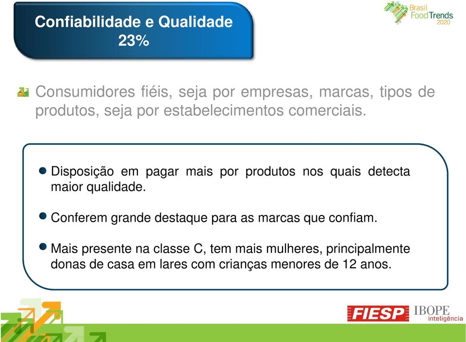 Disposição em pagar mais por produtos nos quais detecta maior qualidade.