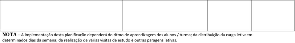 distribuição da carga letivaem determinados dias da