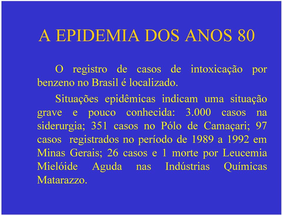 000 casos na siderurgia; 351 casos no Pólo de Camaçari; 97 casos registrados no período de