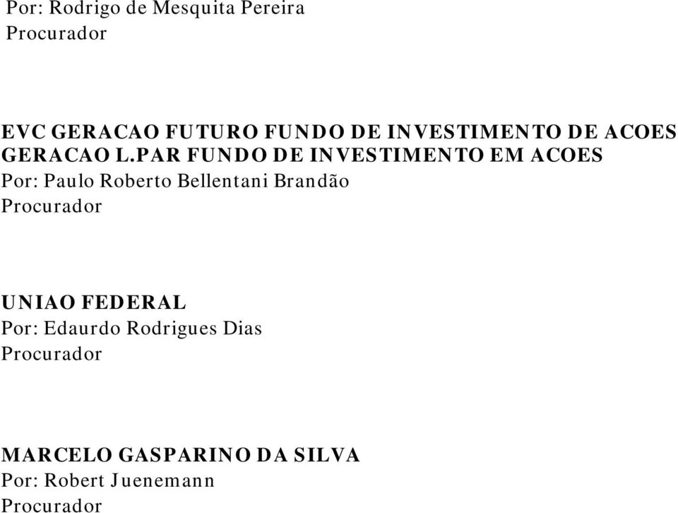 PAR FUNDO DE INVESTIMENTO EM ACOES Por: Paulo Roberto Bellentani Brandão