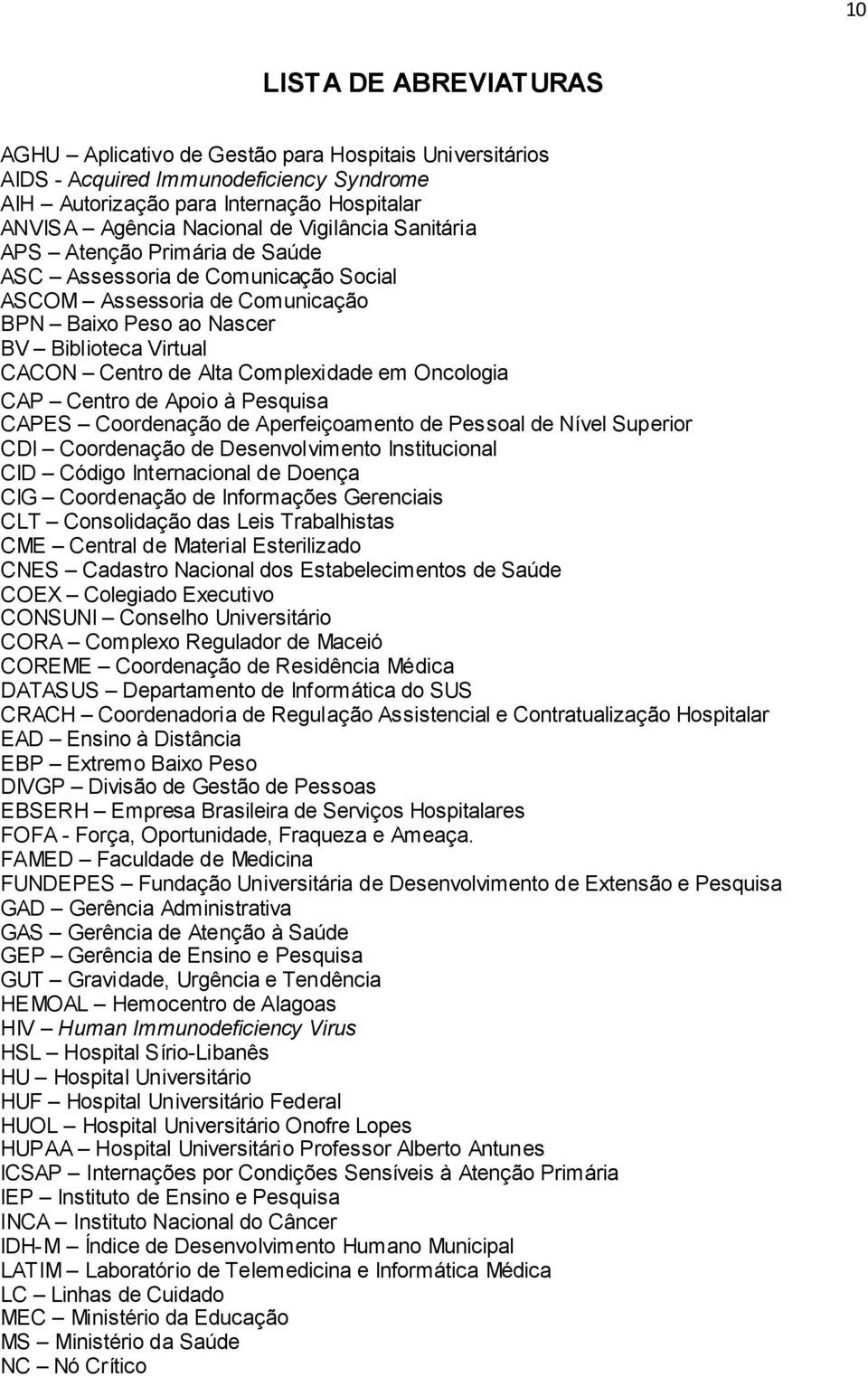 Complexidade em Oncologia CAP Centro de Apoio à Pesquisa CAPES Coordenação de Aperfeiçoamento de Pessoal de Nível Superior CDI Coordenação de Desenvolvimento Institucional CID Código Internacional de