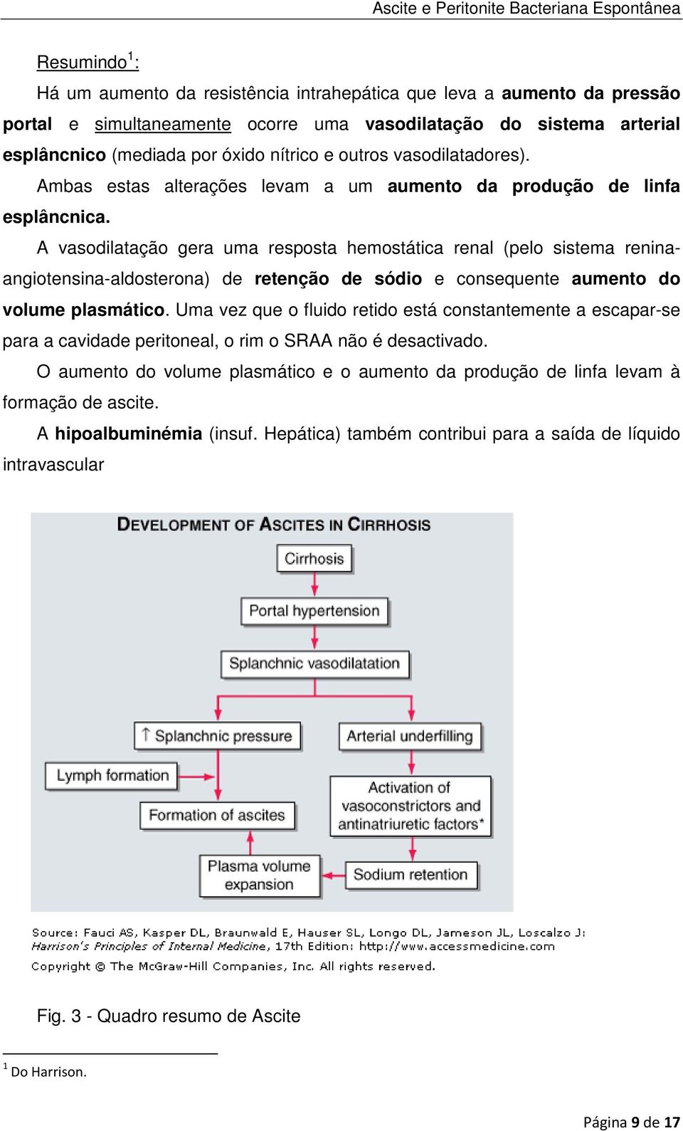 A vasodilatação gera uma resposta hemostática renal (pelo sistema reninaangiotensina-aldosterona) de retenção de sódio e consequente aumento do volume plasmático.