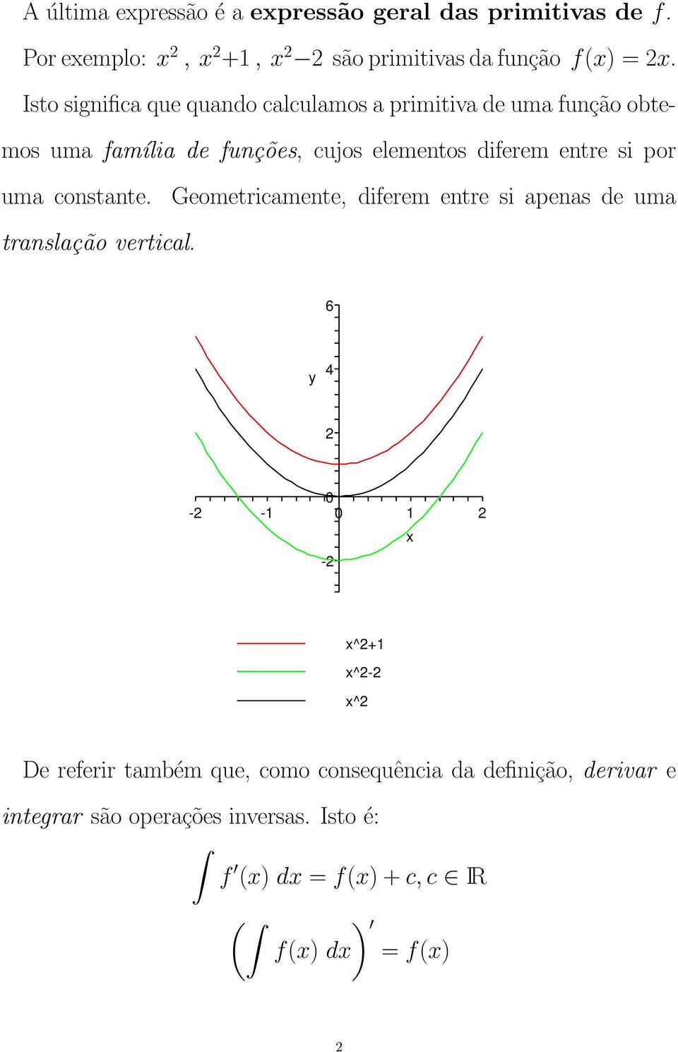 por um constnte. Geometricmente, diferem entre si pens de um trnslção verticl.