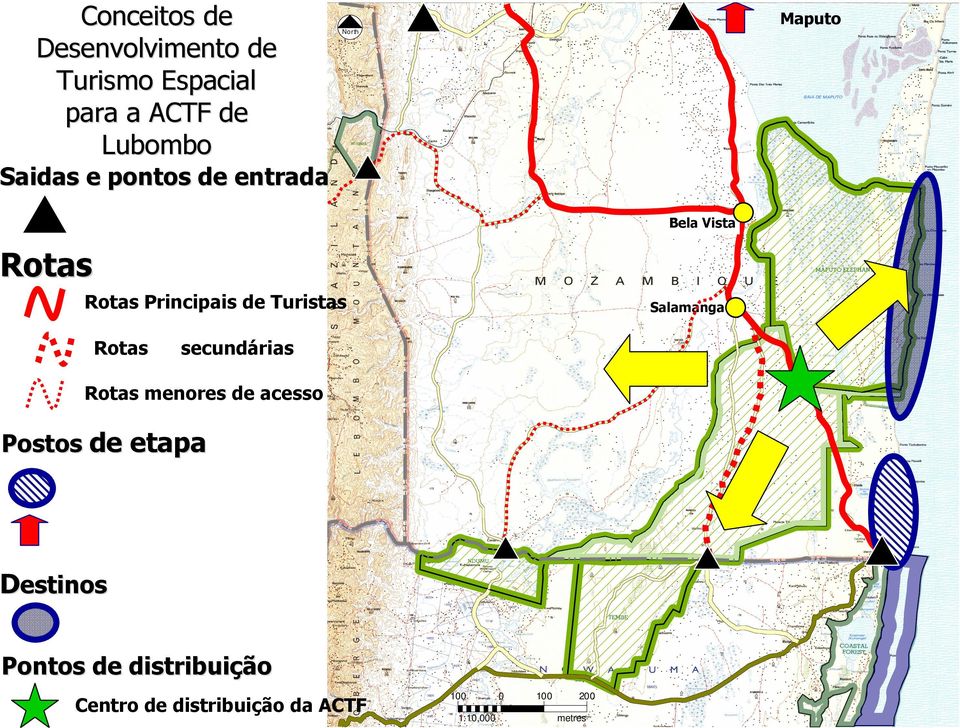 Salamanga Rotasota secundárias de acesso Rotas menores de acesso Postos de etapa Ponta do Ouro