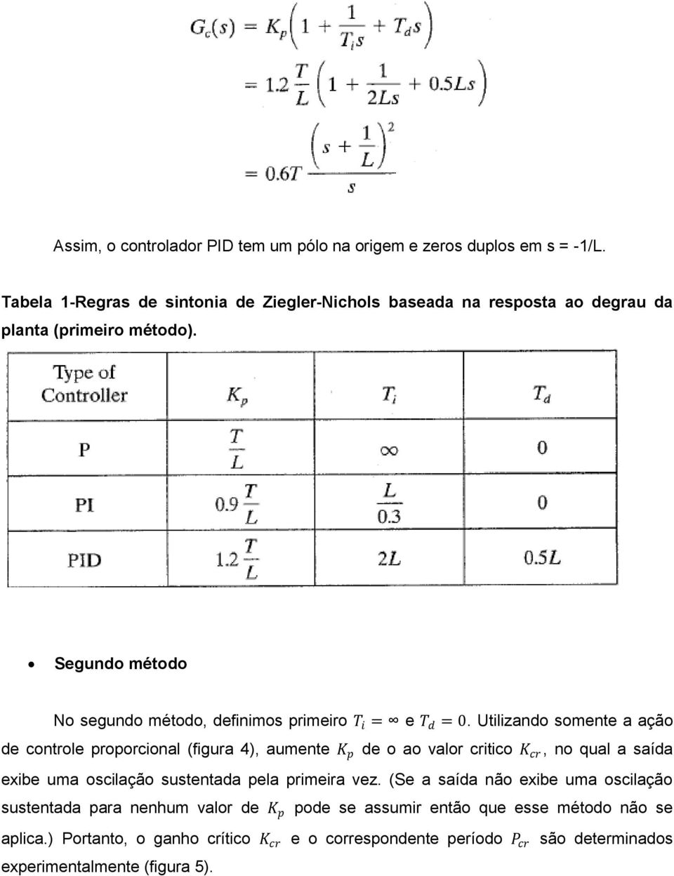 Segundo método No segundo método, definimos primeiro T i = e T d = 0.