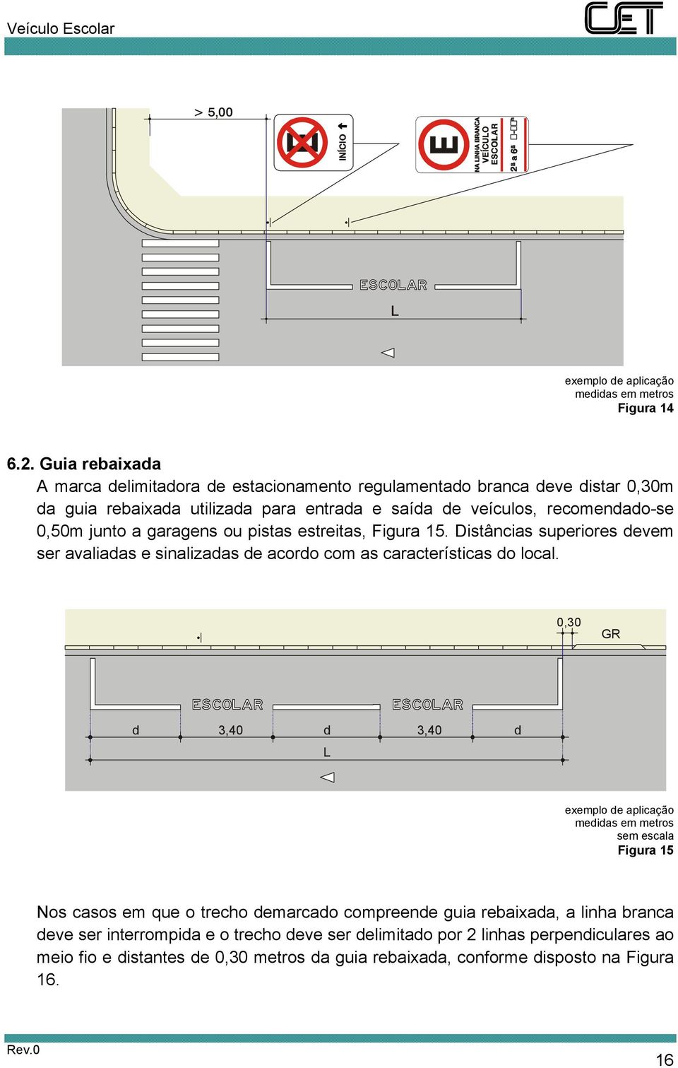 a garagens ou pistas estreitas, Figura 15. Distâncias superiores devem ser avaliadas e sinalizadas de acordo com as características do local.