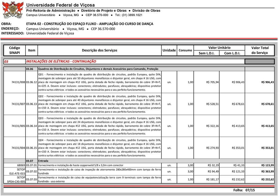 dotada de fecho rápido, barramento de cobre 3F+N+T, In=225 A.