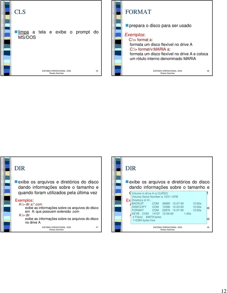 dir a:*.com exibe as informações sobre os arquivos do disco em A: que possuem extensão.