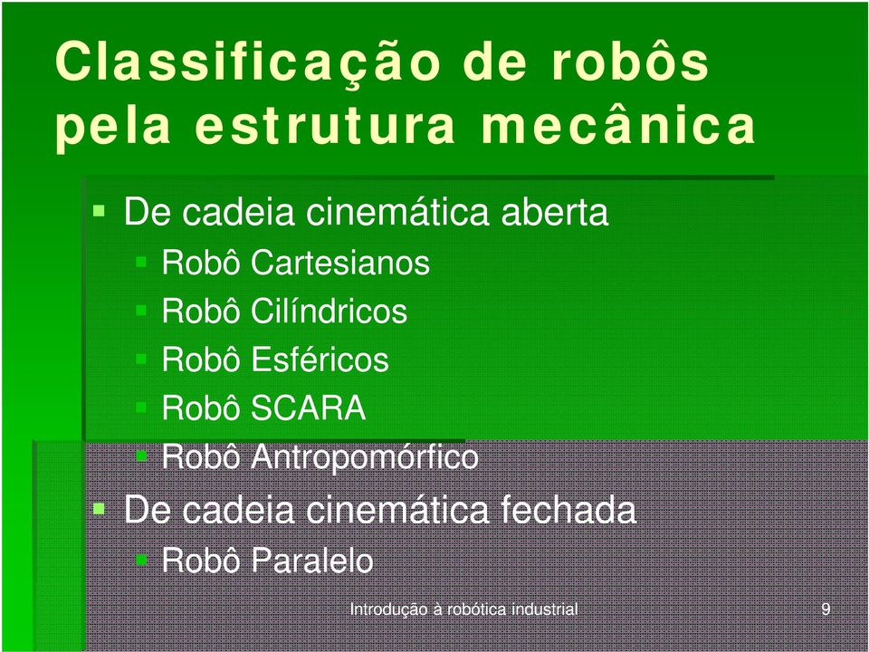 Esféricos Robô SCARA Robô Antropomórfico De cadeia