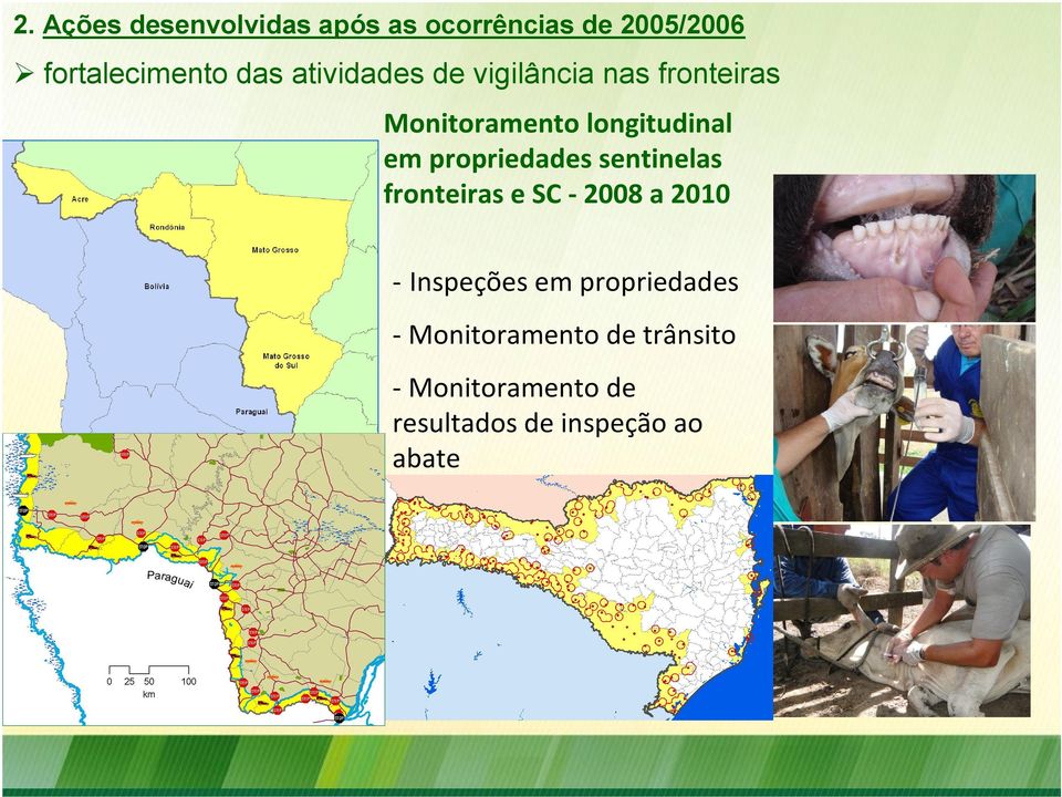 propriedades sentinelas fronteiras e SC - 2008 a 2010 - Inspeções em