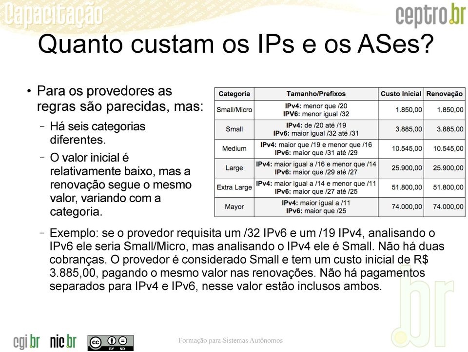 Exemplo: se o provedor requisita um /32 IPv6 e um /19 IPv4, analisando o IPv6 ele seria Small/Micro, mas analisando o IPv4 ele é Small.