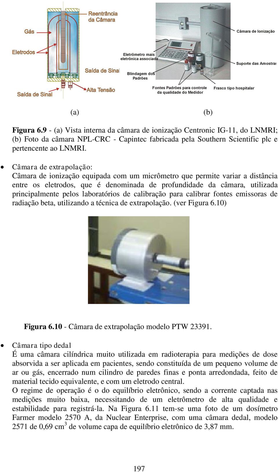 Câmara de extrapolação: Câmara de ionização equipada com um micrômetro que permite variar a distância entre os eletrodos, que é denominada de profundidade da câmara, utilizada principalmente pelos