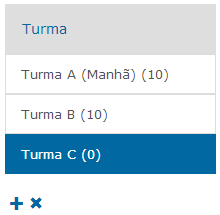 4/ 7 Pronto, a nova turma foi adicionada: Para adicionar disciplinas à nova turma criada (Turma C), clique na turma.