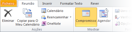 Mostrar comandos quando são necessários Em vez de tentar mostrar sempre todos os comandos disponíveis, o Outlook 2010 mostra apenas os comandos necessários em resposta a acções específicas efectuadas.