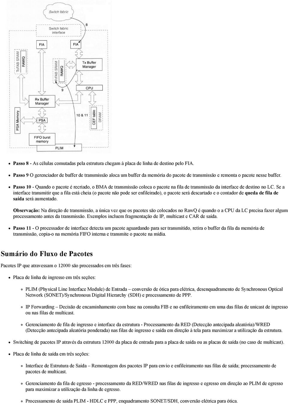 Passo 10 - Quando o pacote é recriado, o BMA de transmissão coloca o pacote na fila de transmissão da interface de destino no LC.