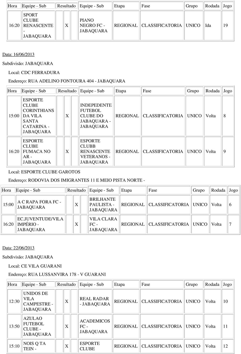 PAULISTA - REGIONAL CLASSIFICATORIA UNICO Volta 6 EC.