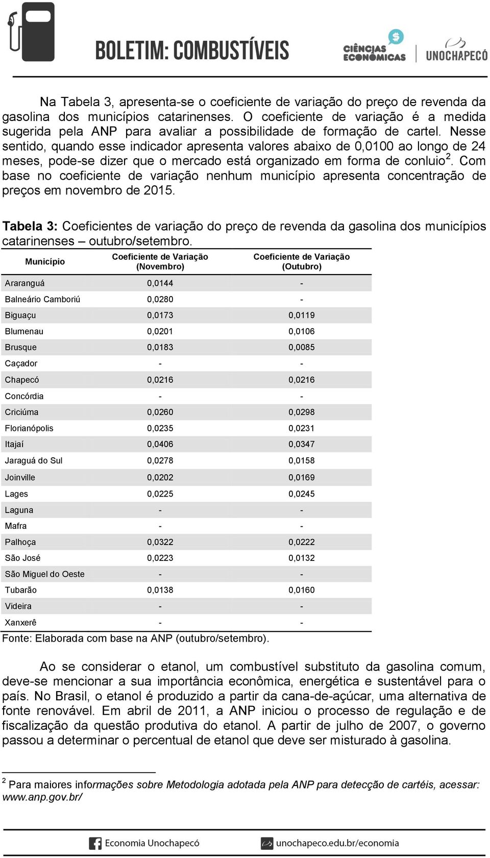 Nesse sentido, quando esse indicador apresenta valores abaixo de 0,0100 ao longo de 24 meses, pode-se dizer que o mercado está organizado em forma de conluio 2.