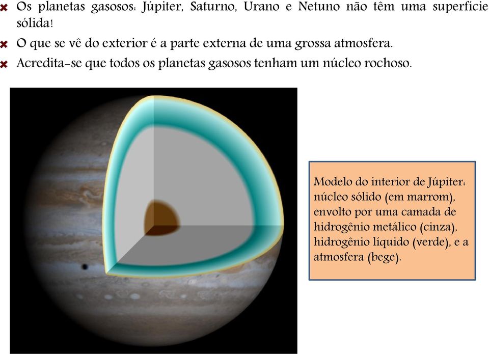 Acredita-se que todos os planetas gasosos tenham um núcleo rochoso.