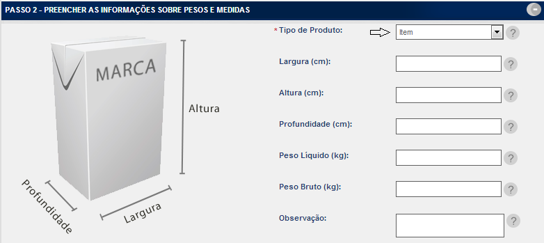 Cadastrar/Identificar Produtos Prefixo GS1 - Selecionar o tipo